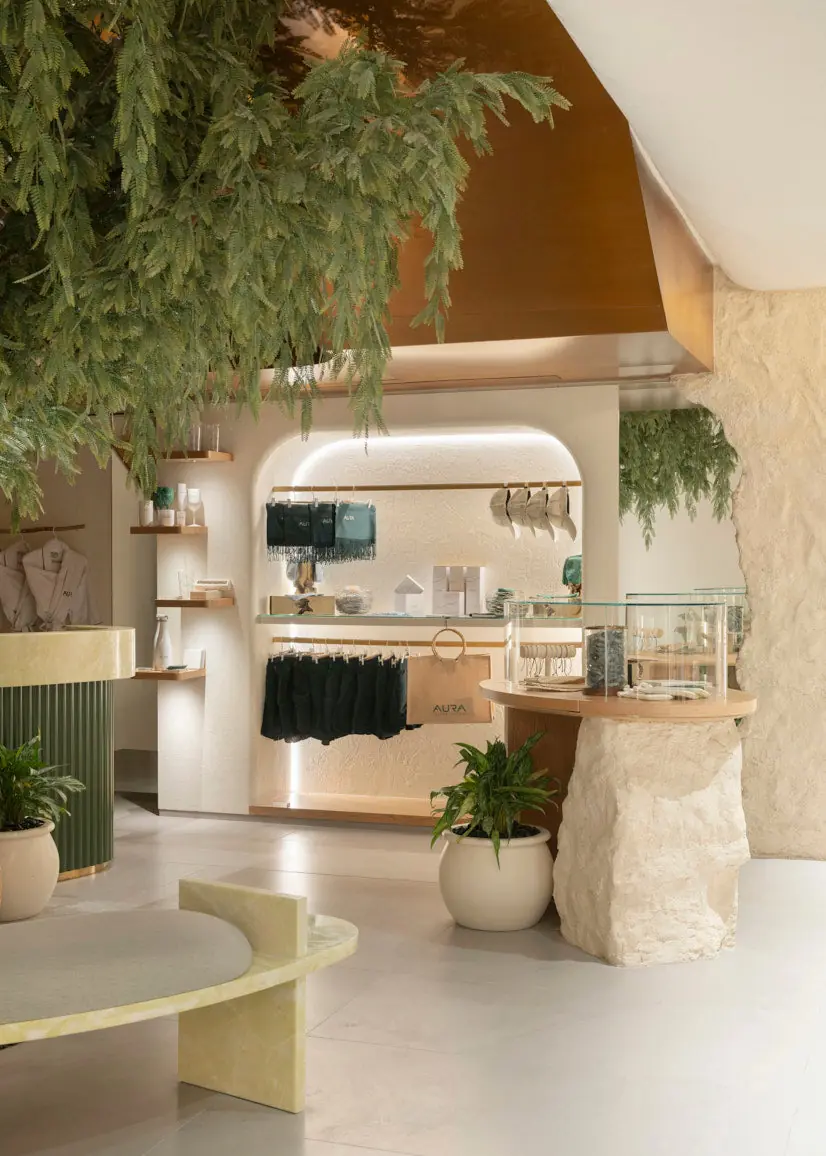 AURA Skypool Boutique with arched shelving at The Palm Tower